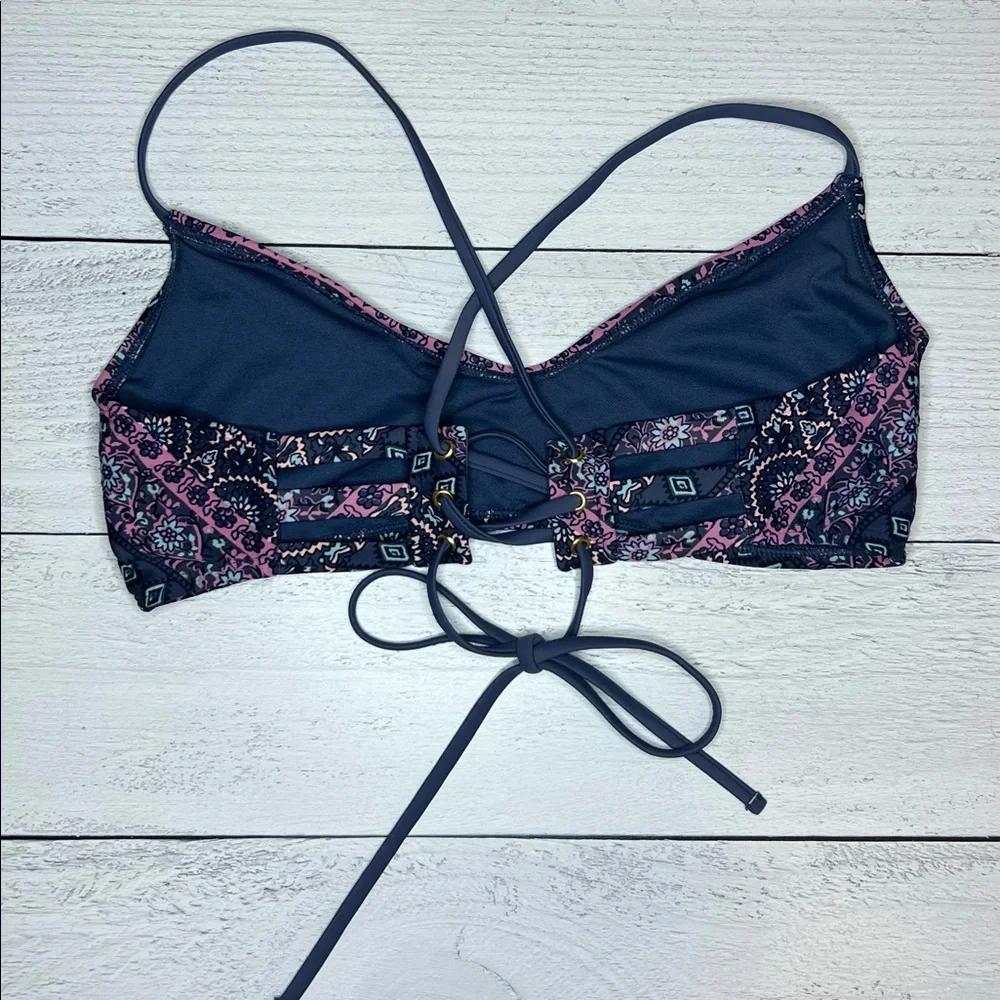 Xhilaration Purple and Pink Patterned Bikini Top
